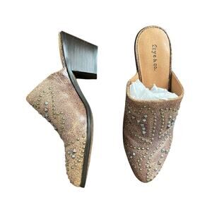 NIB Frye & Co Phoenix Western Rodeo Leather Studded Chocolate Chunky Heel Mule